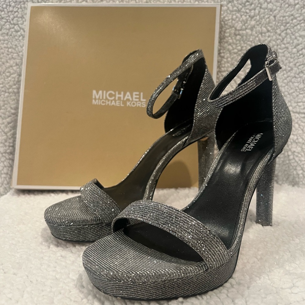 MICHAEL Michael Kors Silver Stiletto Heels with Platform